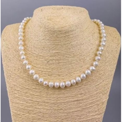 Намисто з Річкових перлин округлих d 8-9х7мм+-, довжина 45см+- з замочком