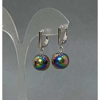 Сережки Гематит гладка кулька, діаметр 12мм+-, довжина 29мм+