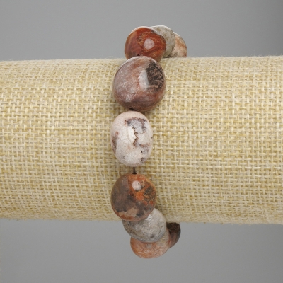 Браслет Корал галтівка, діаметр 14-17х10-13мм+-, довжина 18см+- стрейч