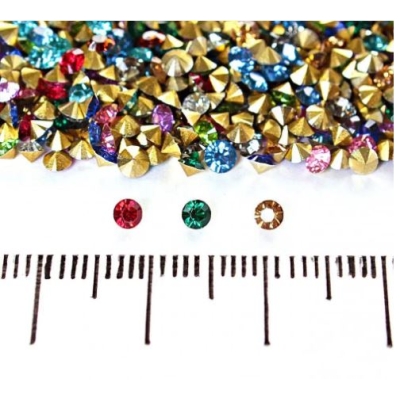 Камінчики різнокольорові стрази асорті, діаметр 2, 5 мм+- уп. /7гр(+-)