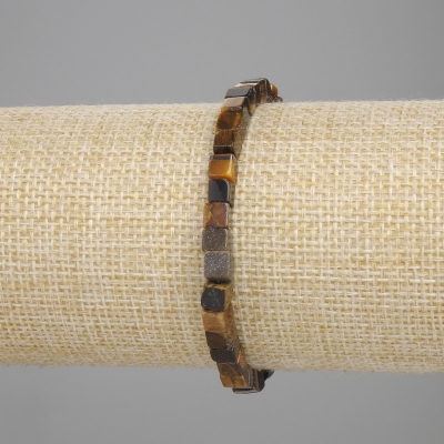 Браслет Тигрове Око кубик, діаметр 5х5мм+-, довжина 18см+- стрейч