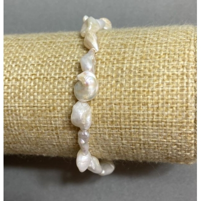 Браслет Барочні перли 5-19х7-9мм+-, довжина 18см+- стрейч