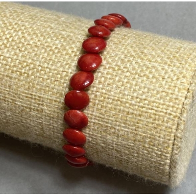 Браслет Корал монетка 8мм+-, довжина 18см+- стрейч