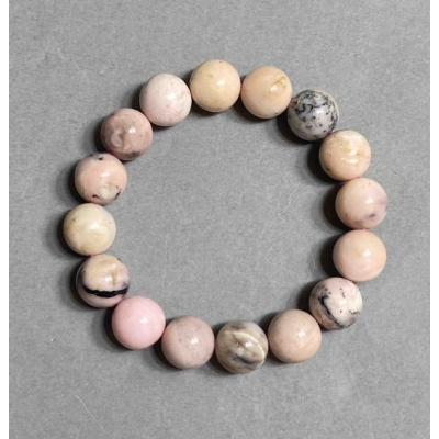 Браслет Рожевий Опал гладка кулька 12мм+-, довжина 18см+- стрейч