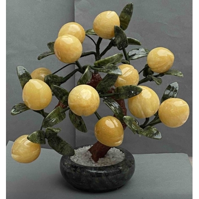 Сувенір Декоративне дерево з натурального каміння Онікс Мармур Нефрит 40мм+- гнучке ~, довжина 25см+