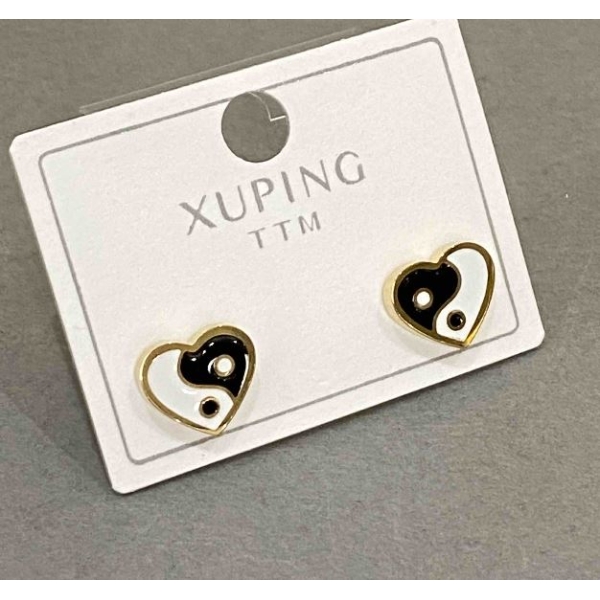 Сережки пусети кульчики Xuping серце, діаметр 10х9мм+- позолота 18к
