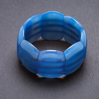 Браслет Еліт Агат блакитний на резинці закруглена "ланка" 4х2, 8см