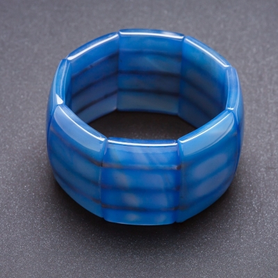 Браслет Еліт Агат блакитний на резинці прямокутна "ланка" 4х2,8см