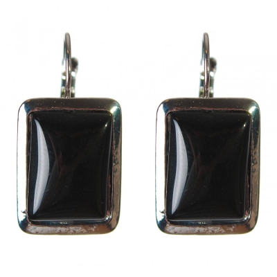 Уцінка сережки Агат гладка оправа прямокутний камінь 2, 3*1, 8см, довжина 3, 5