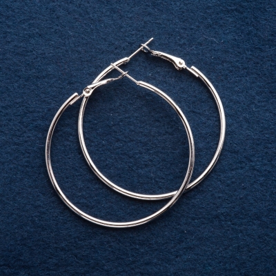 Сережки кільця, діаметр 5см сріблясті