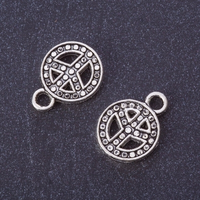 Фурнітура Монетка знак Миру підвіска колір металу "срібло" d 17х13 мм фас.20гр. + -16шт