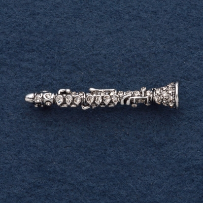 Брошка "Флейта" 4,5 см сірий метал