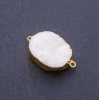 Друза агат білий "сніг" овальний коннектор, діаметр 25х40 (+ -) мм золотистий метал