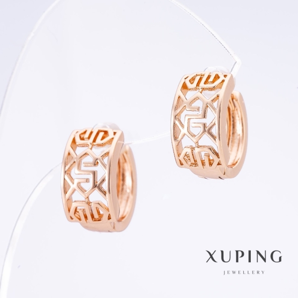 Сережки Xuping позолота 18К, довжина 1, 5 см, товщина 8мм
