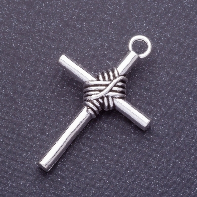 Фурнітура підвіска хрест, довжина 40мм d1-3,5 мм колір срібло фас.6шт