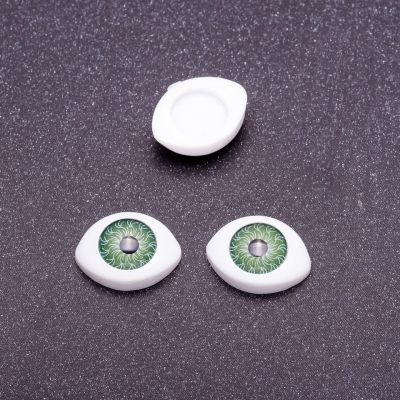 Фурнітура "Живі очі" пара колір зелений зіниця, діаметр 7мм 10х13мм фас.50пар.