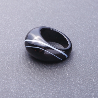 Каблучка перстень із натурального каменю Агат чорно-білий, розміри 19-20мм