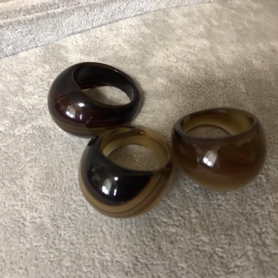 Каблучка перстень із натурального каменю Агат коричневий, розміри 20мм