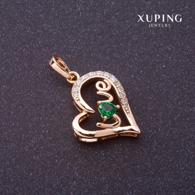 Підвіска Xuping Love зелений камінь колір "золото" 27х16мм