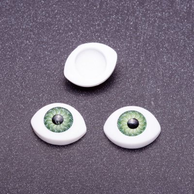 Фурнітура "Живі очі" пара колір зелений зіниця, діаметр 8мм 11х14мм фас.50пар.