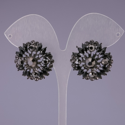 Сережки стразові вечірні "Хризантеми", діаметр 25мм пусети
