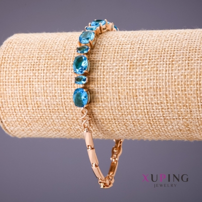 Браслет Xuping блакитні камені, довжина 18-20см, товщина 4-7мм колір золото