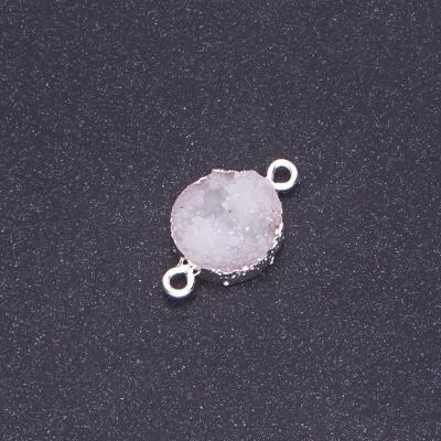 Конектор біла "Друза" акрил "срібло", діаметр 14мм L3мм