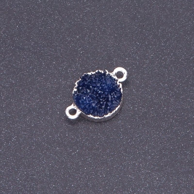 Конектор темно синя "Друза" акрил "срібло", діаметр 14мм L3мм