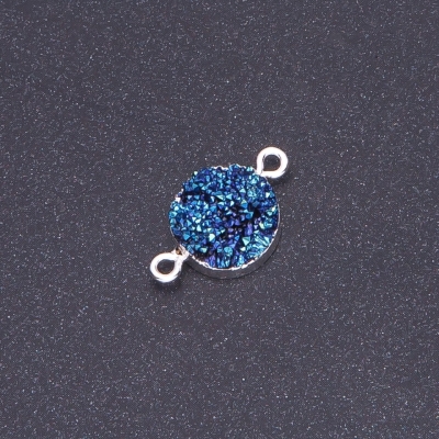 Конектор синя космос "Друза" акрил "срібло", діаметр 14мм L3мм