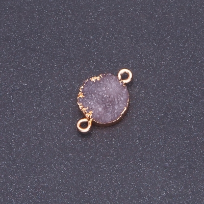 Конектор лілова "Друза" акрил "золото", діаметр 14мм L3мм