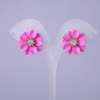 Сережки пусети Рожевий Квітка, діаметр 22мм