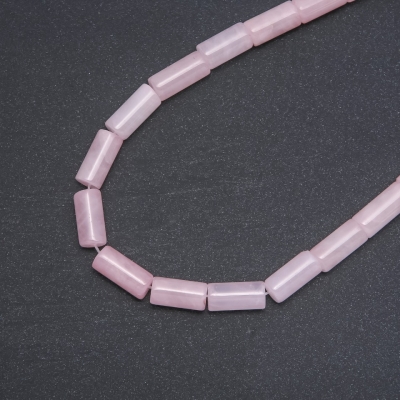 Намистини на нитці натуральний камінь Рожевий кварц циліндр, діаметр 8х17мм + -, довжина 39см + -
