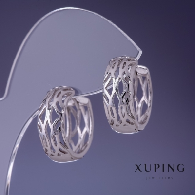 Сережки Xuping 20х8мм родій