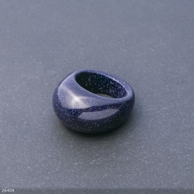 Перстень із натурального каменю Авантюрин Синій Пісок Ніч Каїра, висота 6,5-15мм, ширина 4-8мм, діаметр 17,19мм
