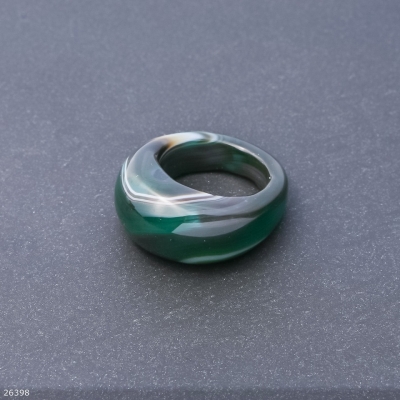 Перстень з натурального каменю Агат зелений, висота 6,5-15мм, ширина 4-8мм, діаметр 19,20мм