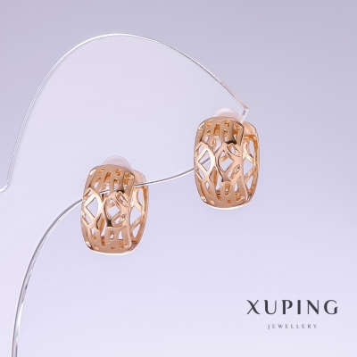 Сережки Xuping, довжина 14мм, товщина 8мм позолота 18к