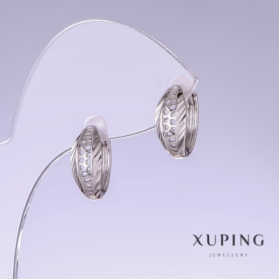 Сережки Xuping, довжина 14мм, товщина 7мм родій