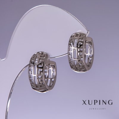 Сережки Xuping 16х8мм родій