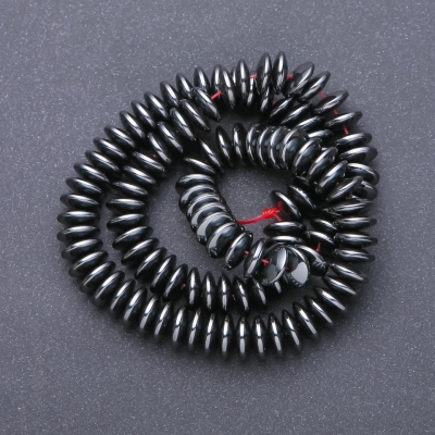 Намистини з Гематіта нитка плоский рондель, діаметр 10х3,5 мм, довжина 40см
