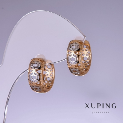 Сережки Xuping 11х7мм родій, позолота 18к