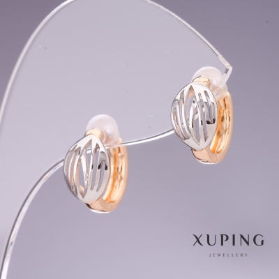 Сережки Xuping 12х7мм родій, позолота 18к