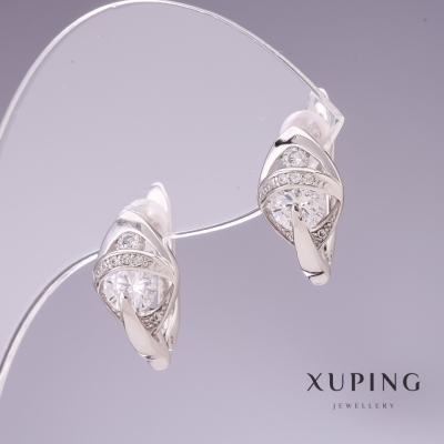 Сережки Xuping з білими цирконами 14х9мм родій