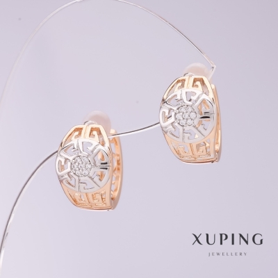 Сережки Xuping в стилі "Версаче", діаметр 9мм, довжина 12мм позолота 18к, родій
