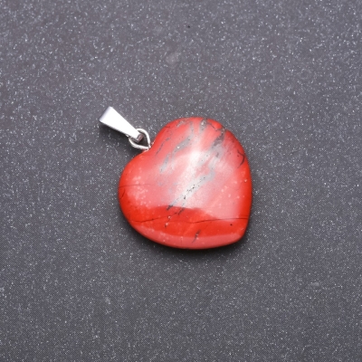 Кулон "Серце" з натурального каменю Яшма червона 28х19х19мм (+-)
