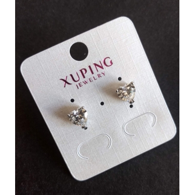 Сережки Xuping Сережки пусети кульчики Сердечка, діаметр 8мм, довжина 8мм колір родій