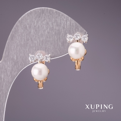 Сережки Xuping з перлами "Майорка" 16х10мм позолота 18к