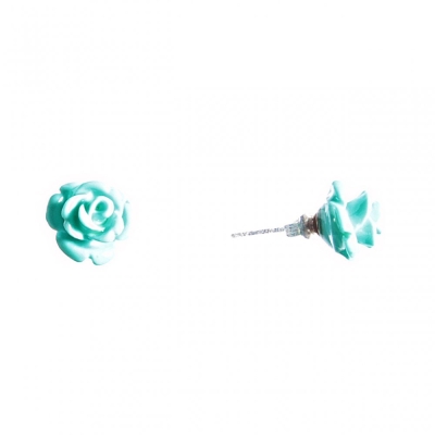 Сережки "гвоздики" "Роза міні-1" блакитна полімерна глина, метал-під "срібло" ?10mm