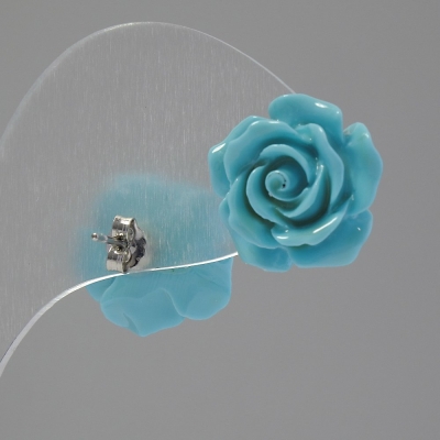 Сережки "гвоздики" "Роза міні-1, 5" червона полімерна глина, метал-під "срібло" ?15mm