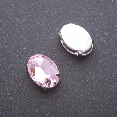Пришивний кристал в цапі овал 13х18мм рожевий