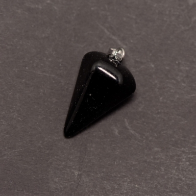 Кулон Маятник з натурального каменю Агат чорний 14х22х30+-мм